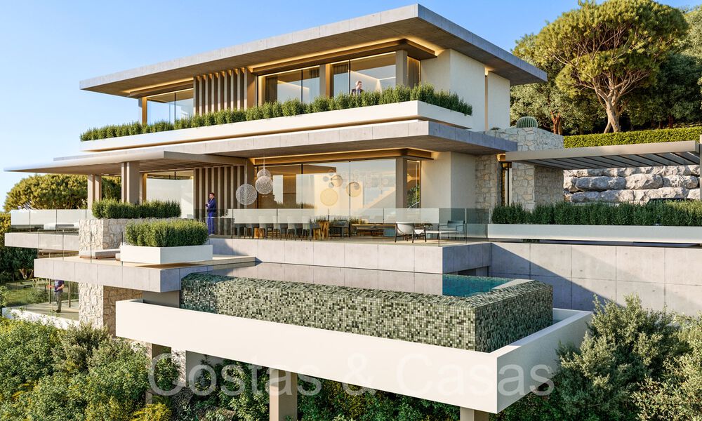 Terrain à bâtir + projet pour une villa de nouvelle construction avancée à vendre dans une urbanisation fermée exclusive sur les collines de Marbella 67799