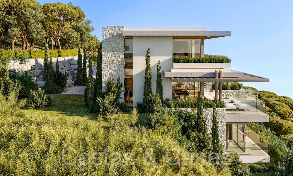 Terrain à bâtir + projet pour une villa de nouvelle construction avancée à vendre dans une urbanisation fermée exclusive sur les collines de Marbella 67800