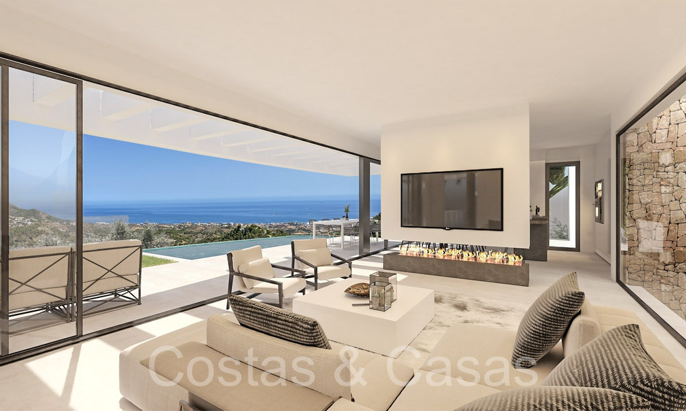 Projet de villa sur plan avec vue panoramique sur la mer à vendre dans les collines de Mijas Pueblo, Costa del Sol 69738