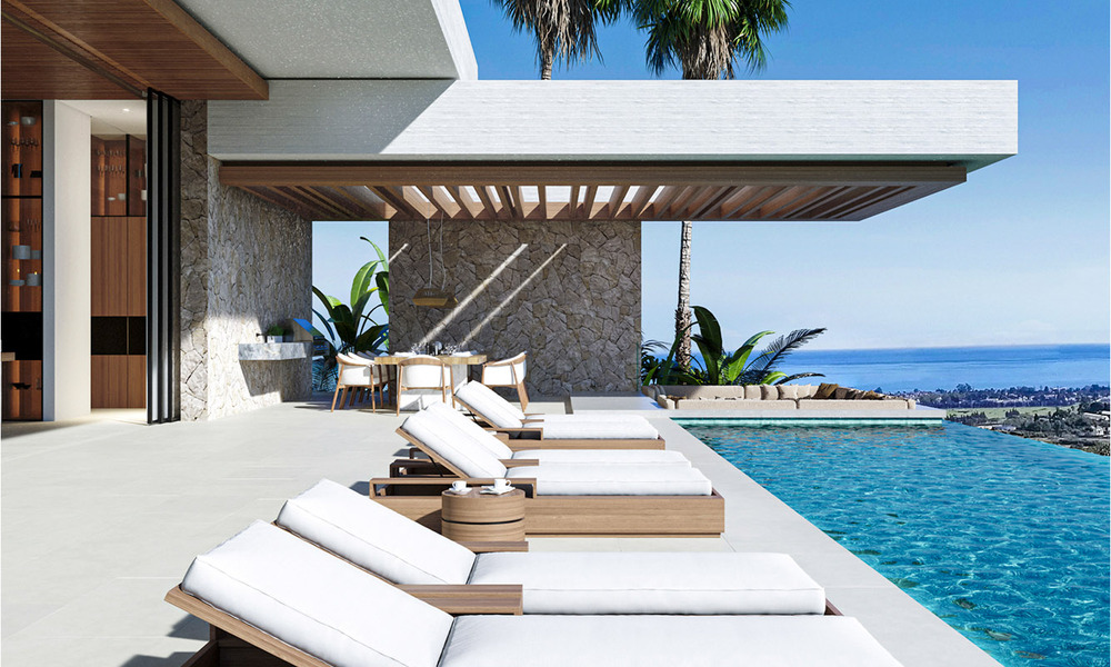 Villa architecturale de nouvelle construction à vendre, avec vue panoramique sur la mer dans une communauté fermée à Benahavis - Marbella 69530