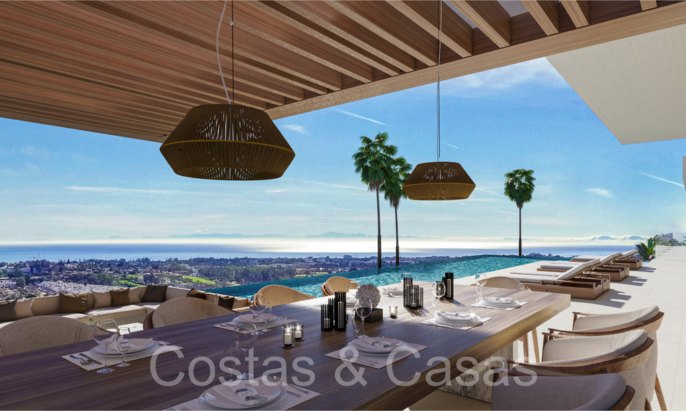 Villa architecturale de nouvelle construction à vendre, avec vue panoramique sur la mer dans une communauté fermée à Benahavis - Marbella 69531