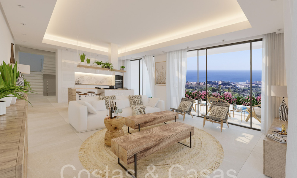 7 villas de nouvelle construction avancées avec vue panoramique sur la mer à vendre dans les collines de Mijas Pueblo, Costa del Sol 70092