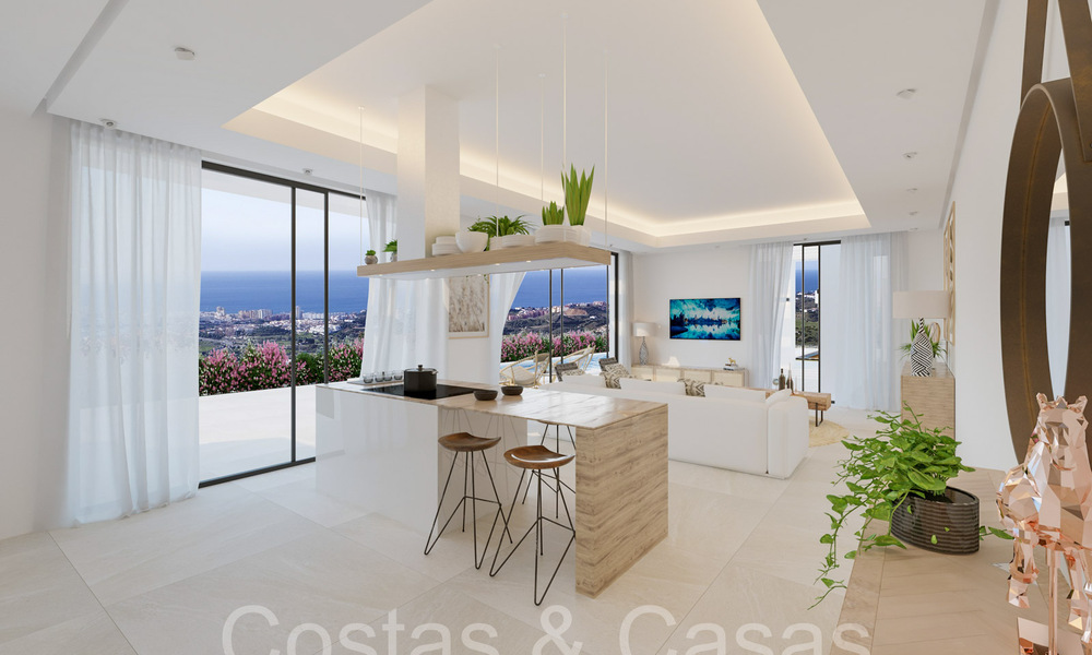 7 villas de nouvelle construction avancées avec vue panoramique sur la mer à vendre dans les collines de Mijas Pueblo, Costa del Sol 70094