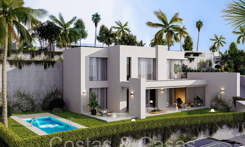 7 villas de nouvelle construction avancées avec vue panoramique sur la mer à vendre dans les collines de Mijas Pueblo, Costa del Sol 70098