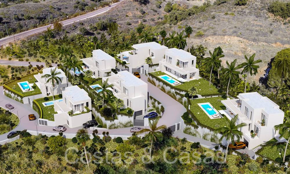 7 villas de nouvelle construction avancées avec vue panoramique sur la mer à vendre dans les collines de Mijas Pueblo, Costa del Sol 70101