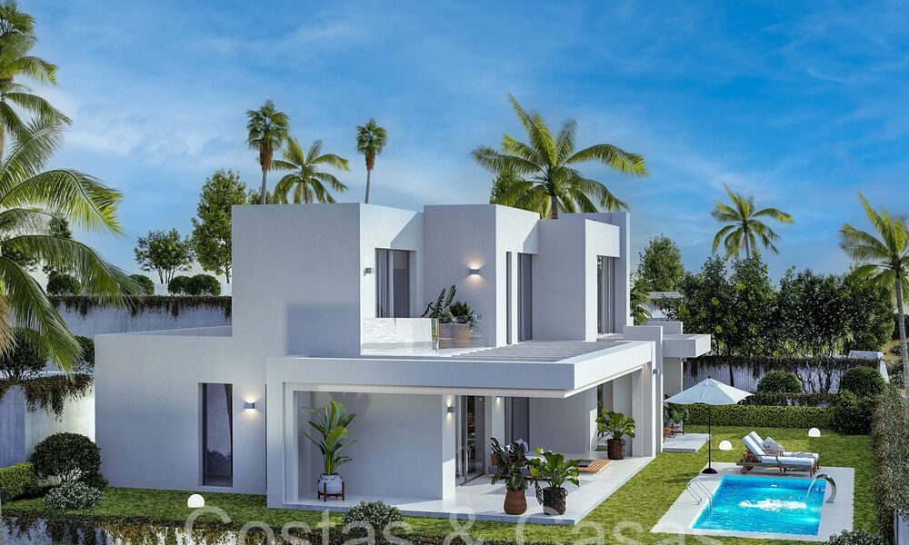 7 villas de nouvelle construction avancées avec vue panoramique sur la mer à vendre dans les collines de Mijas Pueblo, Costa del Sol 70105