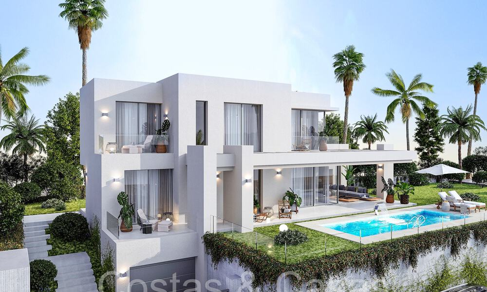 7 villas de nouvelle construction avancées avec vue panoramique sur la mer à vendre dans les collines de Mijas Pueblo, Costa del Sol 70108