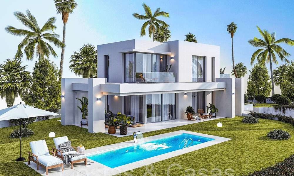 7 villas de nouvelle construction avancées avec vue panoramique sur la mer à vendre dans les collines de Mijas Pueblo, Costa del Sol 70110