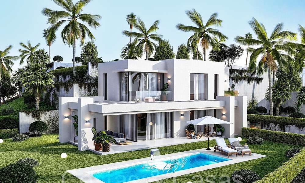 7 villas de nouvelle construction avancées avec vue panoramique sur la mer à vendre dans les collines de Mijas Pueblo, Costa del Sol 70112