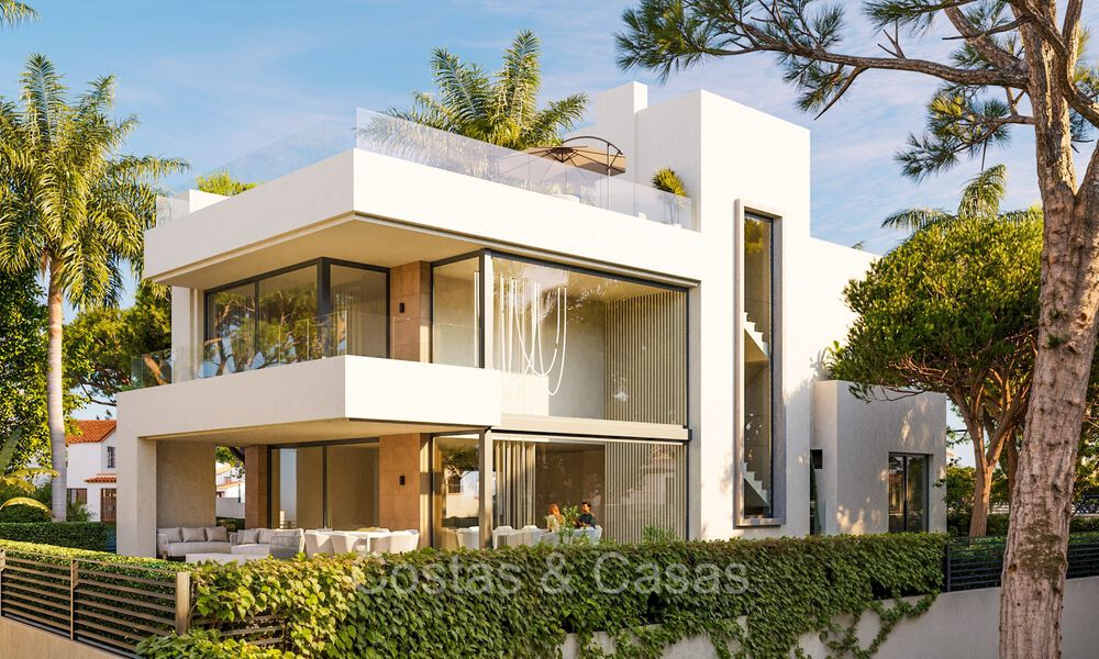 Villas modernes de nouvelle construction à vendre à quelques mètres de la plage à l'est du centre de Marbella 72705