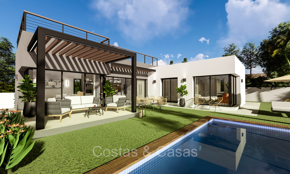 Villa moderniste de nouvelle construction à vendre dans une zone de golf près du centre d'Estepona 74180