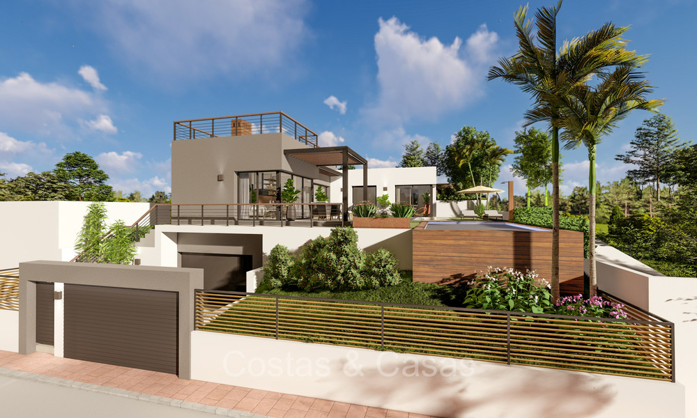 Villa moderniste de nouvelle construction à vendre dans une zone de golf près du centre d'Estepona 74184