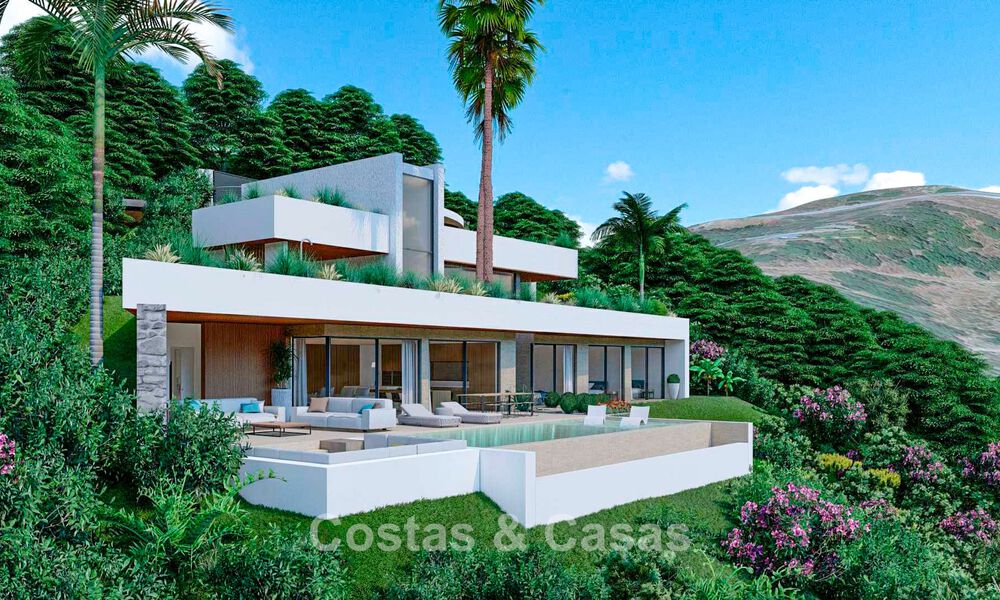 Villa design avec vue panoramique sur la mer à vendre dans un complexe résidentiel fermé à Benahavis - Marbella 74918